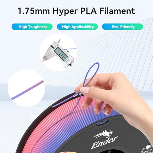 Creality 3D Printer Filament 1.75mm, Rainbow PLA+ Plus Pro Filament Toughness Upgraded, Dimensional Accuracy ±0.02mm, Fit Most 3D Printers, 4 Pack 1kg Spool(2.2lbs), Rainbow - color: Gradient