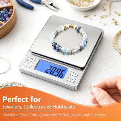 BOMATA Digital Jewelry Scale, 1000g×0.01g High Precision Gram Scale - color: Silver