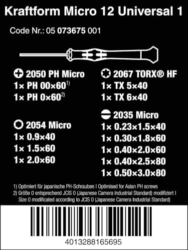 Wera 05073675001 Kraftform Micro-Set/12 Sb 1 Screwdriver Set