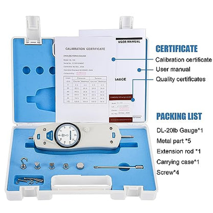 BAOSHISHAN 20lb Push Pull Force Gauge with Calibration Certificate - size: 20LB