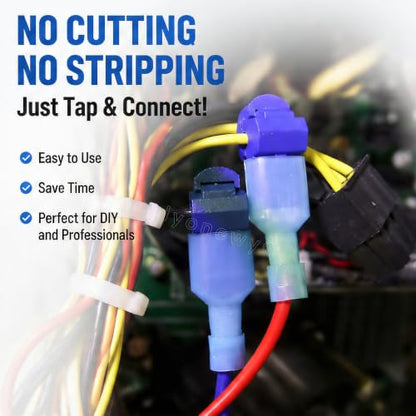 Quick Splice T Tap Wire Connectors for Wiring Self Stripping Disconnect Electrical Connect Assortment Kit 22 20 18 16 14 Gauge Car Speaker Taps Insulated Terminal (120Pcs) lkelyonewy