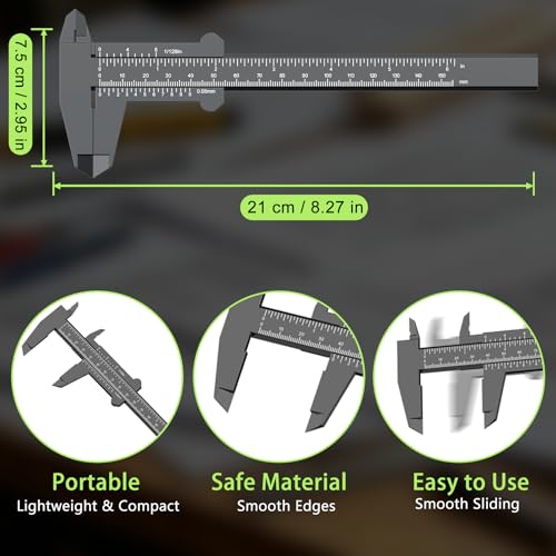10Pcs Plastic Vernier Caliper 0-6 Inch/150 mm Measuring Tool,Black - color: Black