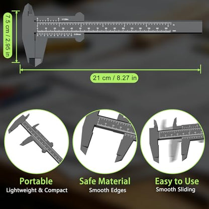 10Pcs Plastic Vernier Caliper 0-6 Inch/150 mm Measuring Tool,Black - color: Black