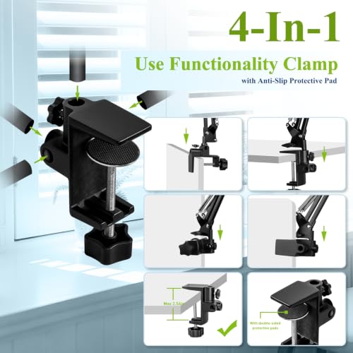 12X Square Magnifying Glass with Light and Clamp, Solder Helping Hand - color: Green, size: 12X