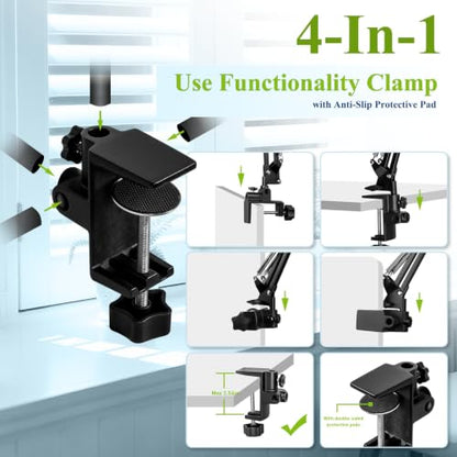 12X Square Magnifying Glass with Light and Clamp, Solder Helping Hand - color: Green, size: 12X