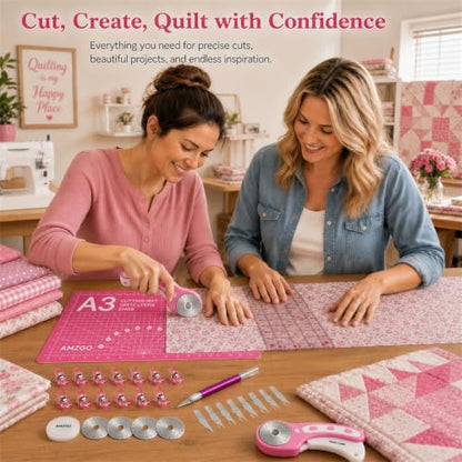 Rotary Cutter Set, 45mm Fabric Cutter - color: Pink