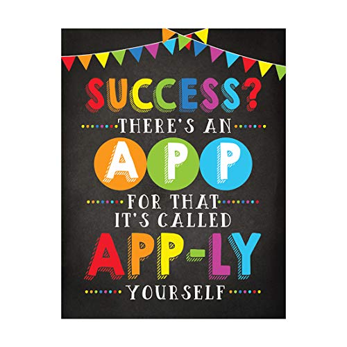 Andaz Press School Classroom Wall Art Teacher Poster, 8.5x11-inch, Success There's an App For That It's Called Apply Yourself, 1-Pack, Unframed, Kids Awareness Motivational Quotes - color: Success