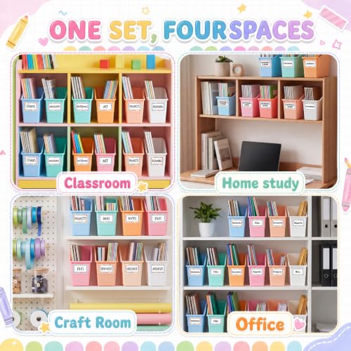 Blosssound Book Bins for Classroom Library, 6 Set, Cloud Pastel - color: Cloud Pastel