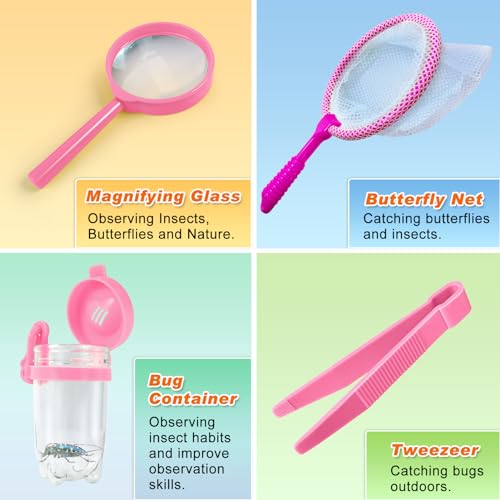 YOPINSAND Kids Explorer Kit & Bug Catcher Kit, Kids Outdoor Exploration Set - color: Pink