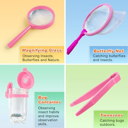 YOPINSAND Kids Explorer Kit & Bug Catcher Kit, Kids Outdoor Exploration Set - color: Pink