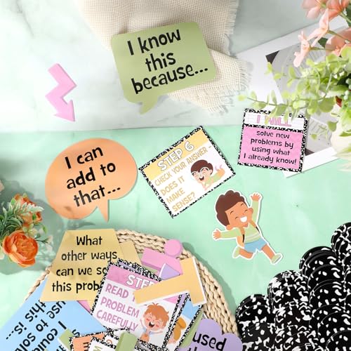 Pajean 85 Pcs Math Bulletin Board Set Composition Math Posters Decor - style: Vivid