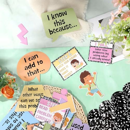 Pajean 85 Pcs Math Bulletin Board Set Composition Math Posters Decor - style: Vivid