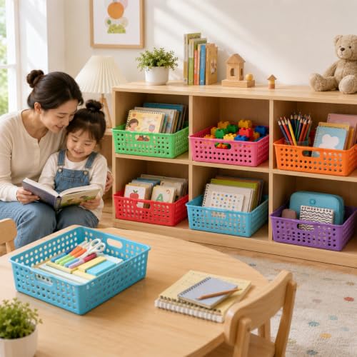 6 Pack Turn‑in Paper Trays for Classroom, Rainbow - color: Rainbow