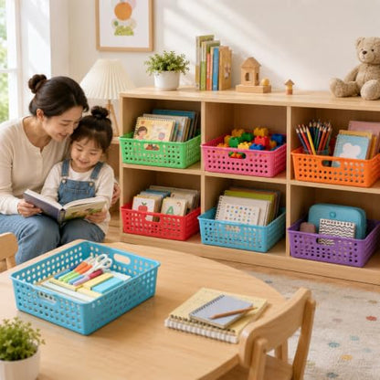 6 Pack Turn‑in Paper Trays for Classroom, Rainbow - color: Rainbow