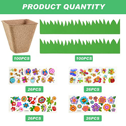 Gueevin 50 Pack Garden Paper Pots Craft Kit, Square Peat Plant Starters