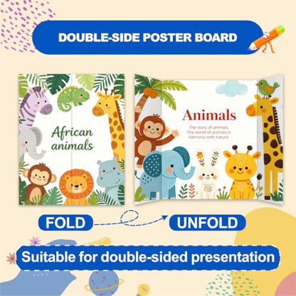 4 Pcs Trifold Poster Board, 21.5x14 inches Small White Poster Board Comes with Sticky Accessories, Corrugated Presentation Boards, Display Board for School Projects, Business Presentations - size: 21.5x14 in, style: 4 count