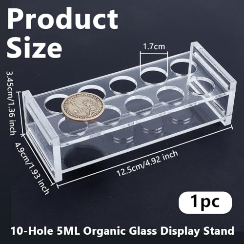 OLYCRAFT 10 Holes Acrylic Test Tube Rack 5ML Test Tube Display Stands 0.7 Inch Hole Labortory Display Racks Colorimetric Stand Tubes Rack for Centrifuge Tubes Chemistry - 4.5x2x1.3 Inch - size: 10 Holes