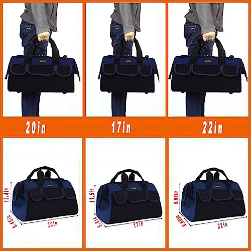 FASTECH 20 Inch Heavy Duty Tools Bag with Wide Mouth for Tool Storage, Carrier and Organizer,Tote Bag for Men/Women, Wide Mouth Tool Bags With Inside Pockets (20 Inch) - size: 20in