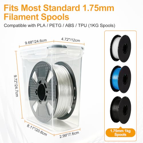 6 Pack Filament Storage Box with Temperature & Humidity Monitor, Airtight Dry Boxes with Desiccants & Label, Waterproof & Dust-Proof 3D Printer Filament Storage Container for PLA/ABS/PETG/TPU