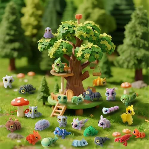 25PC Big 3D Printed Animals Set with Shining Eyes - color: 25pcs Large Set-a