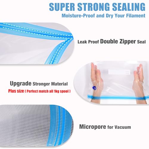OVV3D Filament Storage Bags Kit 105pcs, 50 Bags without Pump, PLUS SIZE 32x34cm 3D Printer Filament Storage Vacuum Sealed Kit with Desiccants for 3D Filament Storage or Using After Filament Dryer Box