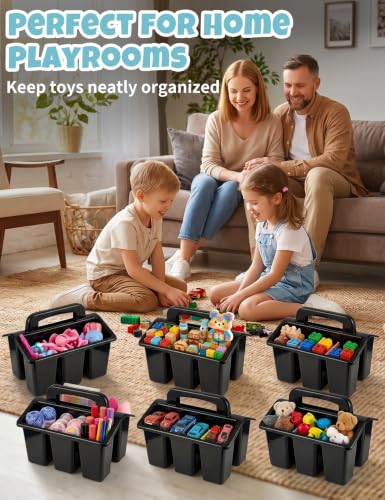 6 Pack Classroom Caddy Organizer with Handle, Table Caddy Classroom - color: Black