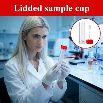 Stool Sample Collection Kit,25-30ml Screw Top Sample Jar with Spoon ﻿ - color: RED