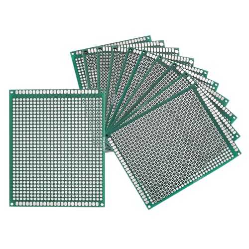 MECCANIXITY 10Pcs Breadboard Solderable 90mm x 70mm Green Circuit PCB Board Double Sided Tin-Plated PCB Prototype Board for Electronics Prototyping, DIY Circuits Projects - color: Green, size: 90mm x 70mm