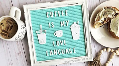 Mint Green Felt Letter Board Back to School Sign with Rustic Wood White Frame - Farmhouse Letter Board Sign with Stand - Baby Announcement 10x10 Felt Board Changeable Message Board with 350 Letter Set - color: Mint, size: 10x10 inches