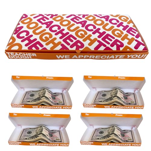 4-Pack Teacher Appreciation Gift Boxes – Funny Teacher Dough Money Holder – Gift Card Envelopes for End of Year, Back to School, Christmas – Teacher Thank You Gift from Students, Parents or PTO - color: 4 Pack Teacher1