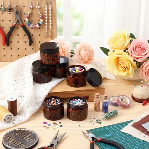 Patelai 4 Pcs Plastic Jars with Lids, Amber, 2 oz, Wide Mouth - color: Amber, size: 2 oz