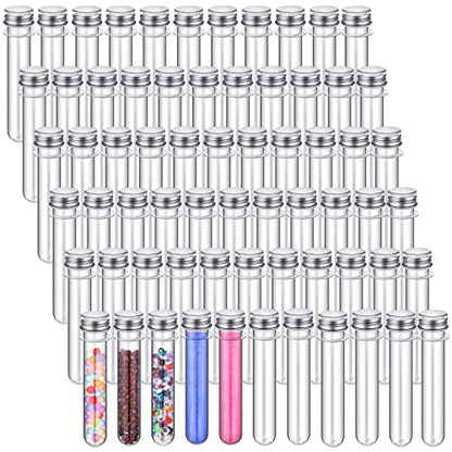 45 ml 150 Pcs Plastic Test Candy Tube Bulk Transparent Clear Bath Salt Tube Lid Plastic Vial Decor DIY Liquor Beading Seed Shampoo Hot Chocolate Spice Flower Storage Scientific Project Party