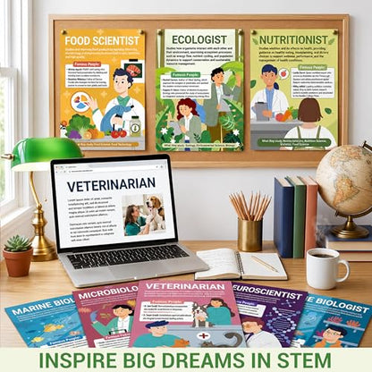 BrightenKidz Science Career Posters, 20 Pack 10x14 STEM Classroom Decor - color: Career in Science