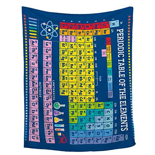 FUNBIRD Chemistry Gifts Blanket Periodic Table of Elements Blanket for Kids - color: Periodic Table Blanket, size: 60"x80"-Adults/Twin Size