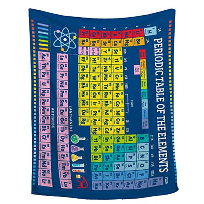 FUNBIRD Chemistry Gifts Blanket Periodic Table of Elements Blanket for Kids - color: Periodic Table Blanket, size: 90"x120"-Familys/King Size