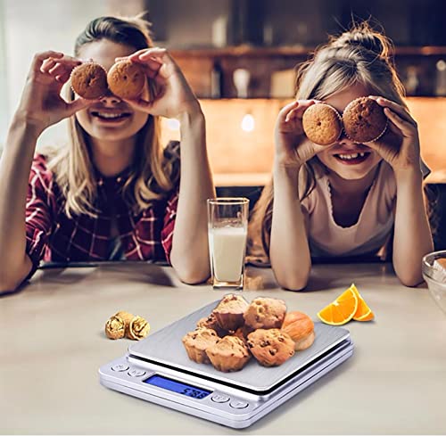 Food Scale Digital Weight Grams and Ounces, 0.001oz/0.01g 500g Kitchen Scale for Food with Backlight LCD Display, Tare, 9 Units, Auto Off, 2 Trays, Batteries Included - Stainless Steel - size: 500g/0.01g