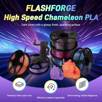 FLASHFORGE Chameleon Gradient Rapid PLA Filament Blue & Pink, High Speed PLA Filament 1.75mm Max 500mm/s Fast Printing, Displays Shimmering Effects from Various Angles and Light - color: Chameleon Gradient Blue & Pink