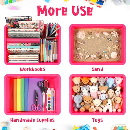 Sintuff 24 Pcs Classroom Paper Tray, Stackable Letter Size Bin, Pink - color: Pink