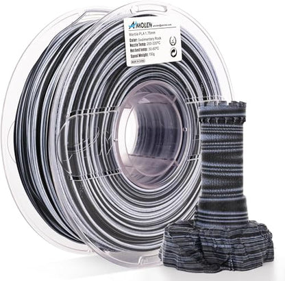 AMOLEN Rock PLA Filament 1.75mm, Dual Color Marble PLA 3D Printer Filament 1kg Spool (2.2lbs), 3D Printing Filament Dimensional Accuracy +/- 0.02 mm, Fit Most FDM Printer (sedimentary Rock) - color: Sedimentary Rock