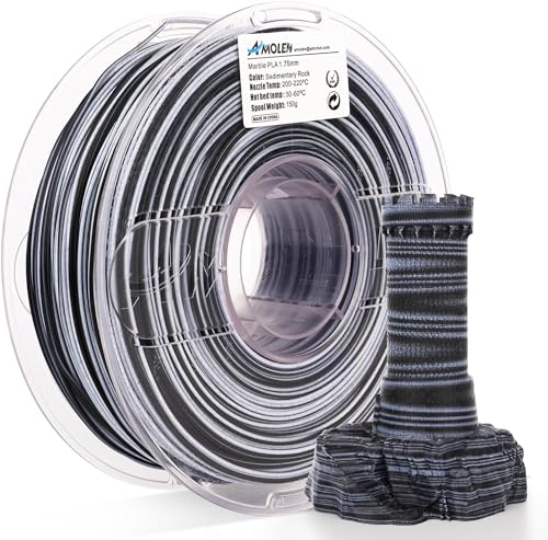 AMOLEN Rock PLA Filament 1.75mm, Dual Color Marble PLA 3D Printer Filament 1kg Spool (2.2lbs), 3D Printing Filament Dimensional Accuracy +/- 0.02 mm, Fit Most FDM Printer (sedimentary Rock) - color: Sedimentary Rock