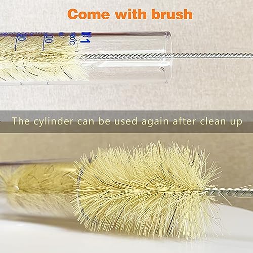 Thick Glass Graduated Cylinder Measuring Liquid Lab Hexagon Base Cylinders Come with Cylinder Brush (Glass, 100ML) - size: 100ml
