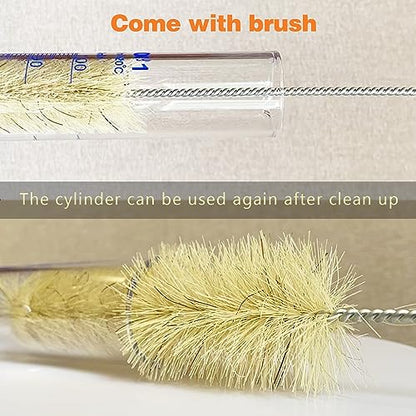 Thick Glass Graduated Cylinder Measuring Liquid Lab Hexagon Base Cylinders Come with Cylinder Brush (Glass, 100ML) - size: 100ml