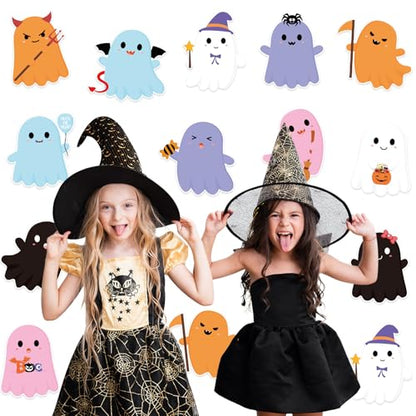 48Pcs Halloween Ghost Cutouts, Cute Ghost Paper Cut Outs Halloween Cutouts Bulletin Board Decor for Trick or Treat Home Office Classroom Chalkboard Window Wall Door Decor - style: Halloween Ghost
