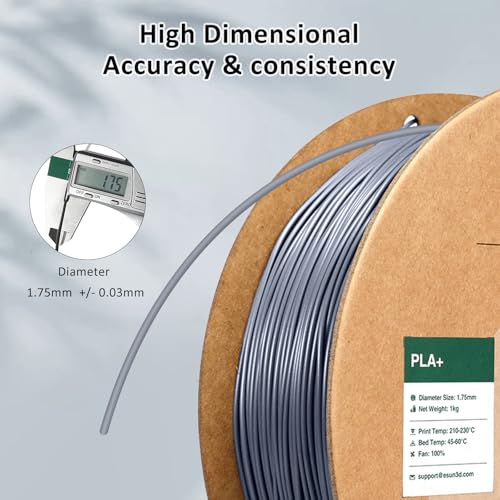 eSUN PLA+ Filament 1.75mm Grey 1KG,PLA 3D Printer Filament - color: 1kg-grey