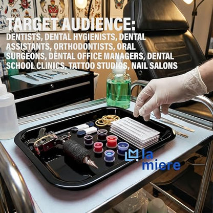 LA MIERE Dental Autoclavable Procedure Flat Tray Medical Instrument Set Up Flat Tray Size F - 9 5/8" W x 6 5/8" D x 7/8", Black - color: Black