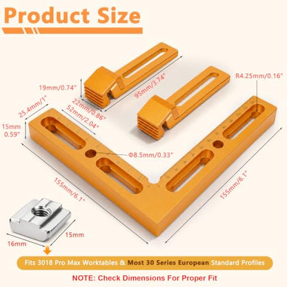 Fuzqq CNC Positioning Side Clamps, Aluminum Low Profile Vise for CNC Router Machines, T-Slot & Perforated Tables Compatible, Repeatable Positioning for Milling, Engraving & Woodworking