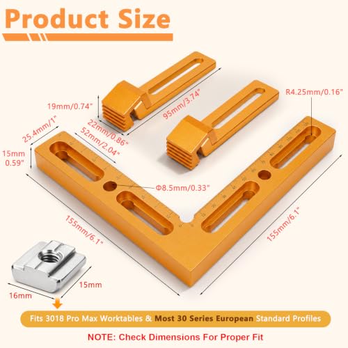 Fuzqq CNC Positioning Side Clamps, Aluminum Low Profile Vise for CNC Router Machines, T-Slot & Perforated Tables Compatible, Repeatable Positioning for Milling, Engraving & Woodworking
