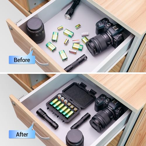 KIWIFOTOS 12 Slots 9V & CR2 CR123A Battery Storage Organizer Case - color: 9V & CR123 Battery Case