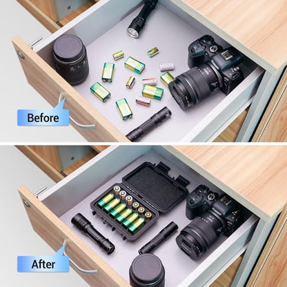 KIWIFOTOS 12 Slots 9V & CR2 CR123A Battery Storage Organizer Case - color: 9V & CR123 Battery Case