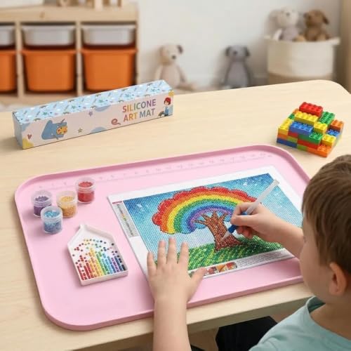 AWOKE Silicone Craft Mat 24"x 16" with Raised Edges for Kids & Painting - color: Pink